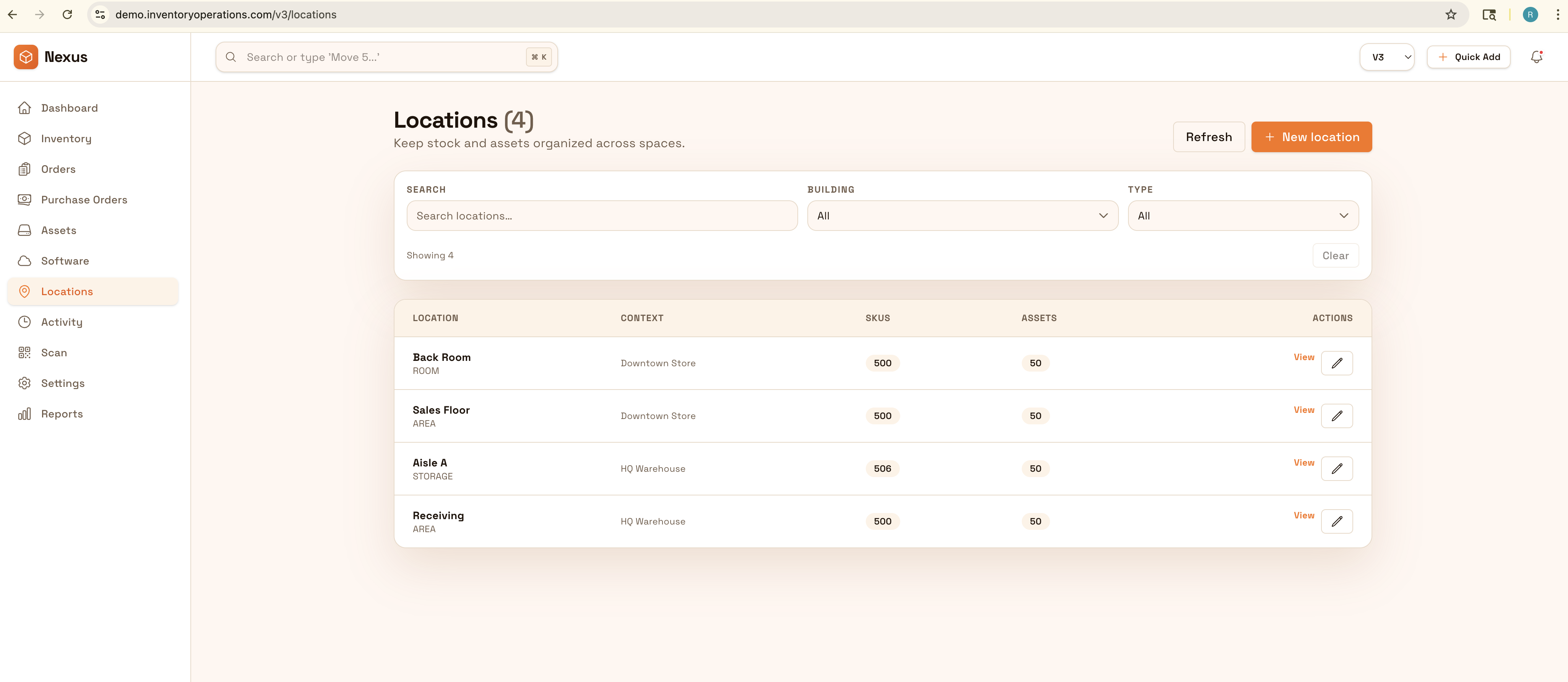 Locations view screenshot
